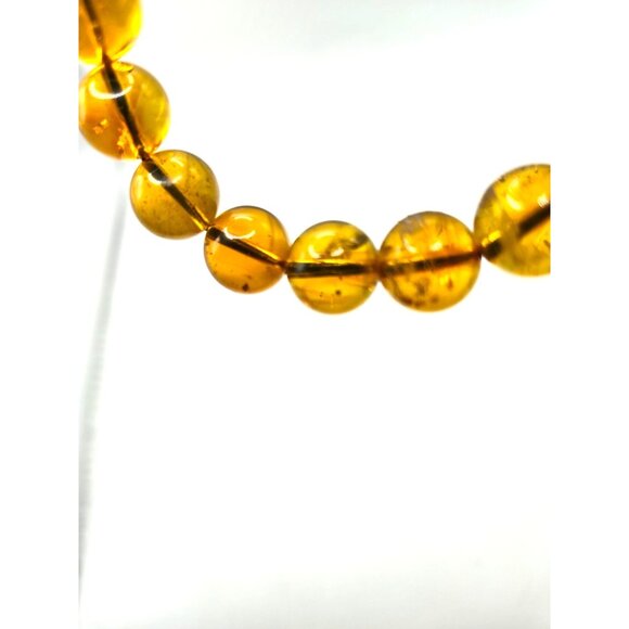 Vintage Baltic Honey Amber Bead Stretch Bracelet Natural Inclusions 12mm Beads - Picture 4 of 7